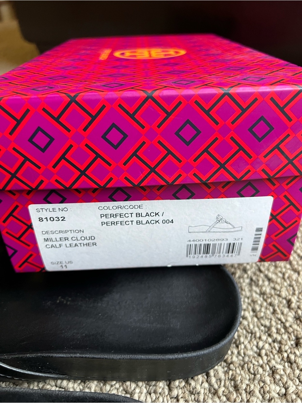 Tory Burch Miller Cloud Sandal Black Size 11 - Picture 3 of 7